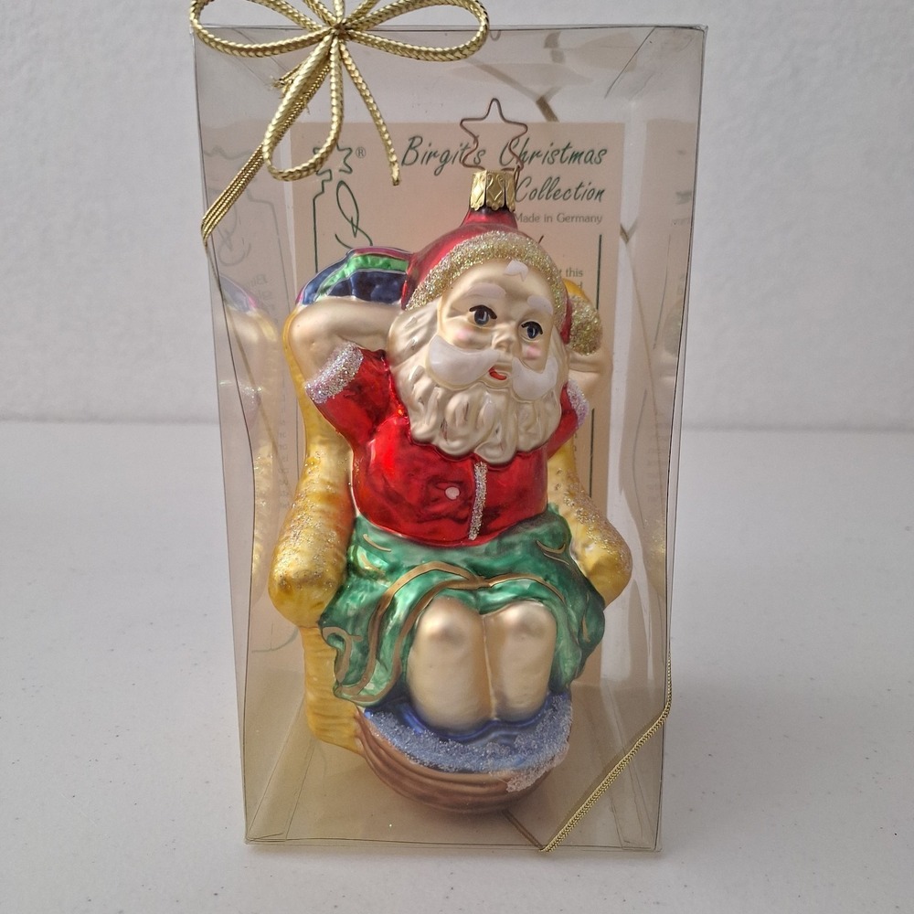 RARE Inge Glass Birgit's Collection "Santa's Relaxing Day" Christmas Ornament